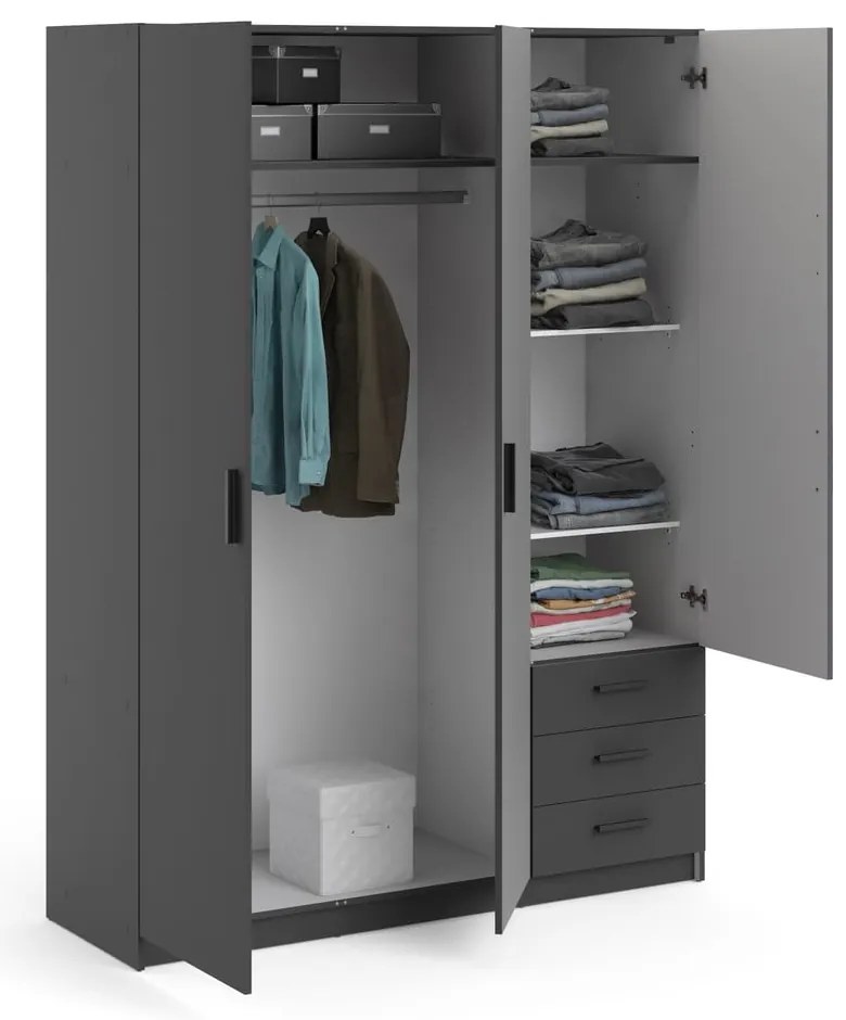 Șifonier gri închis 147x200 cm Sprint – Tvilum