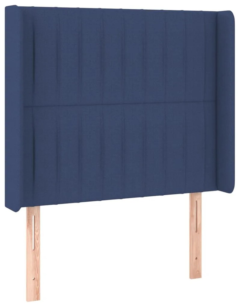 3119814 vidaXL Tăblie de pat cu aripioare, albastru, 103x16x118/128 cm, textil