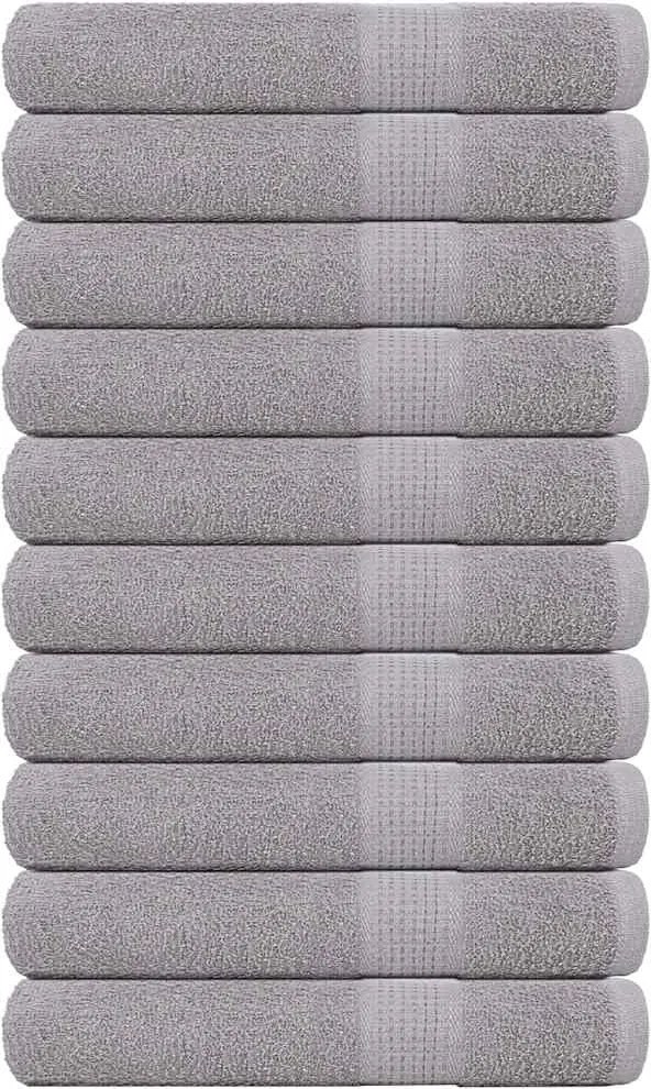 vidaXL Prosoape FROGN 10 buc., gri, 100x200 cm, 360 g/m²