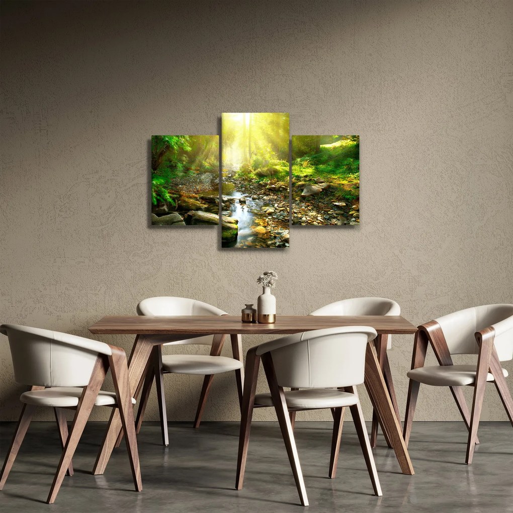 Tablou cu râul în pădurea verde (90x60 cm)