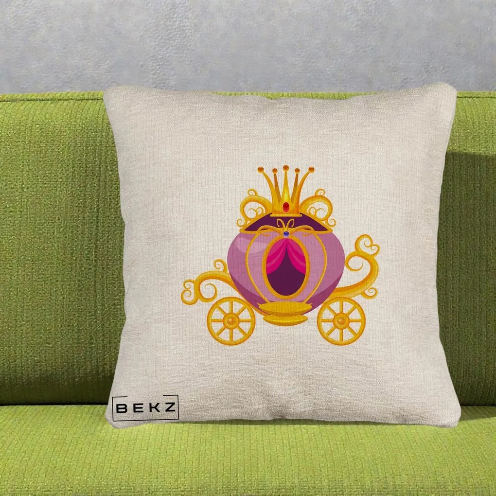 Perna Decorativa Trasura Regala Aurie, 40x40 cm, Bej Canapea, Husa Detasabila, Perna Inclusa, BEKZ®