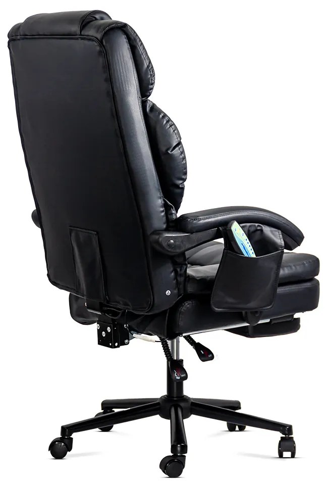Scaun de birou cu masaj din piele ecologică cu suport pentru picioare OFF 935 negru