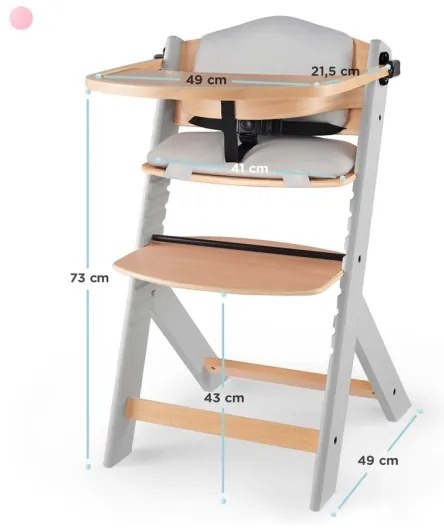 Scaun de masă cu tapițerie pentru bebeluși ENOCK gri KINDERKRAFT