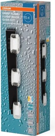 Osram - Aplica de perete LED pentru baie ORBIS FLAME, 3xLED, 5,5 W, 230 V, IP44, negru