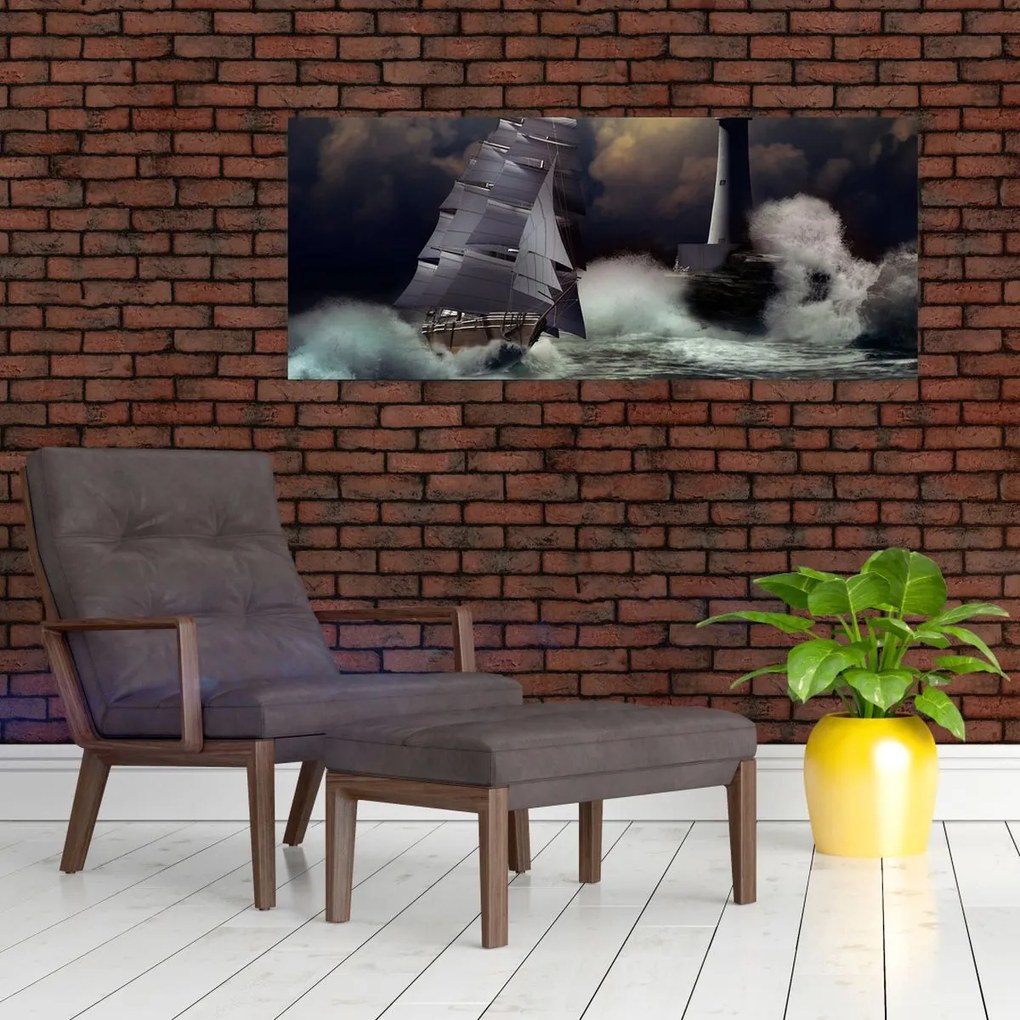 Tablou - Vapor în furtună (120x50 cm)