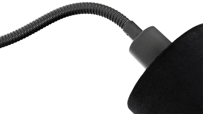 Aplică neagră cu abajur negru, întrerupător și braț flexibil - Merwe