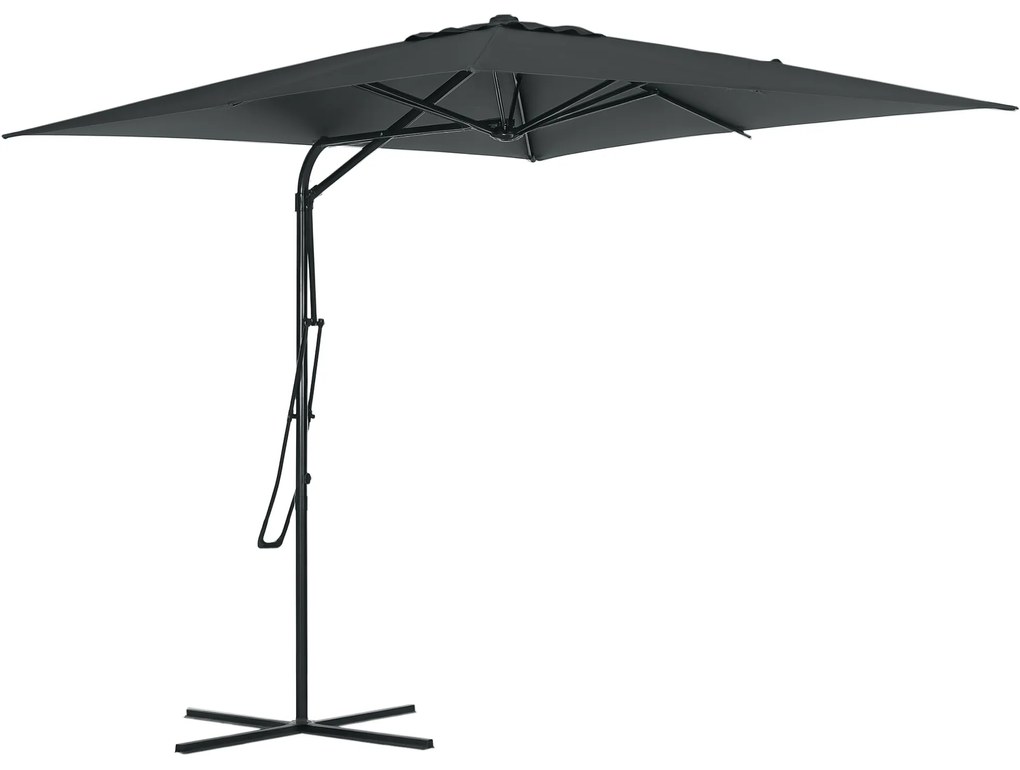 Outsunny Umbrelă de soare pătrată de exterior 2,5 x 2,5 m, umbrelă de grădină protecție UV bază cruciformă inclusă gri închis | Aosom Romania