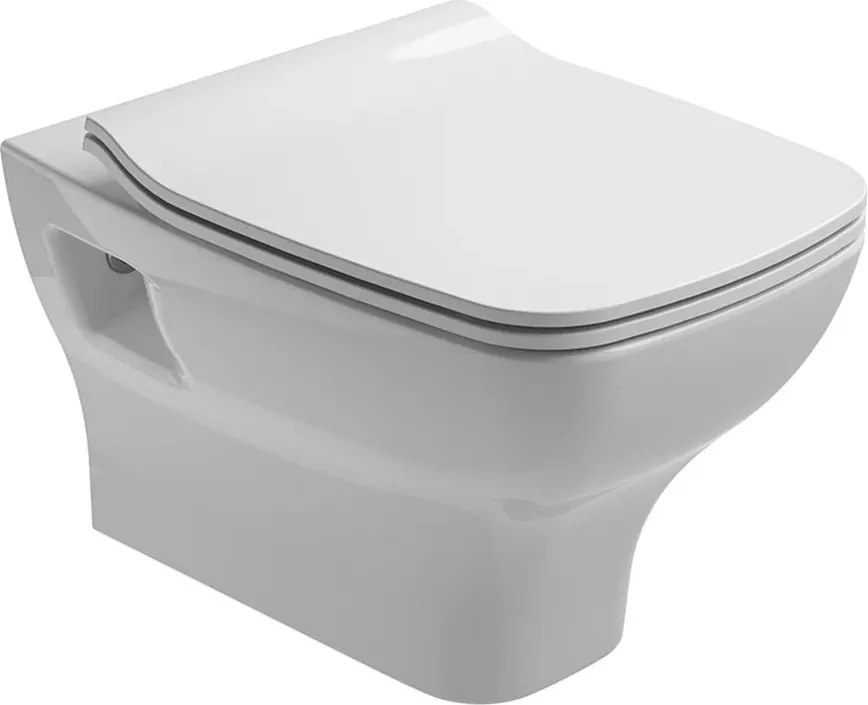 Set vas wc suspendat Gala Street Square alb si capac slim softclose