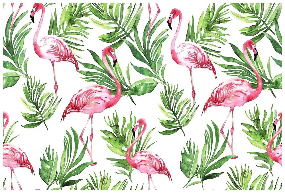 Tapet flamingo la tropice