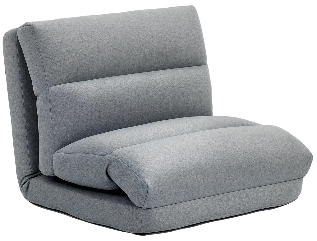 HOMCOM Fotoliu de podea canapea leneșă fotoliu convertibil în pat inclinabil 90° la 180° material textil - 70l x 72A x 56Î cm - gri | Aosom Romania