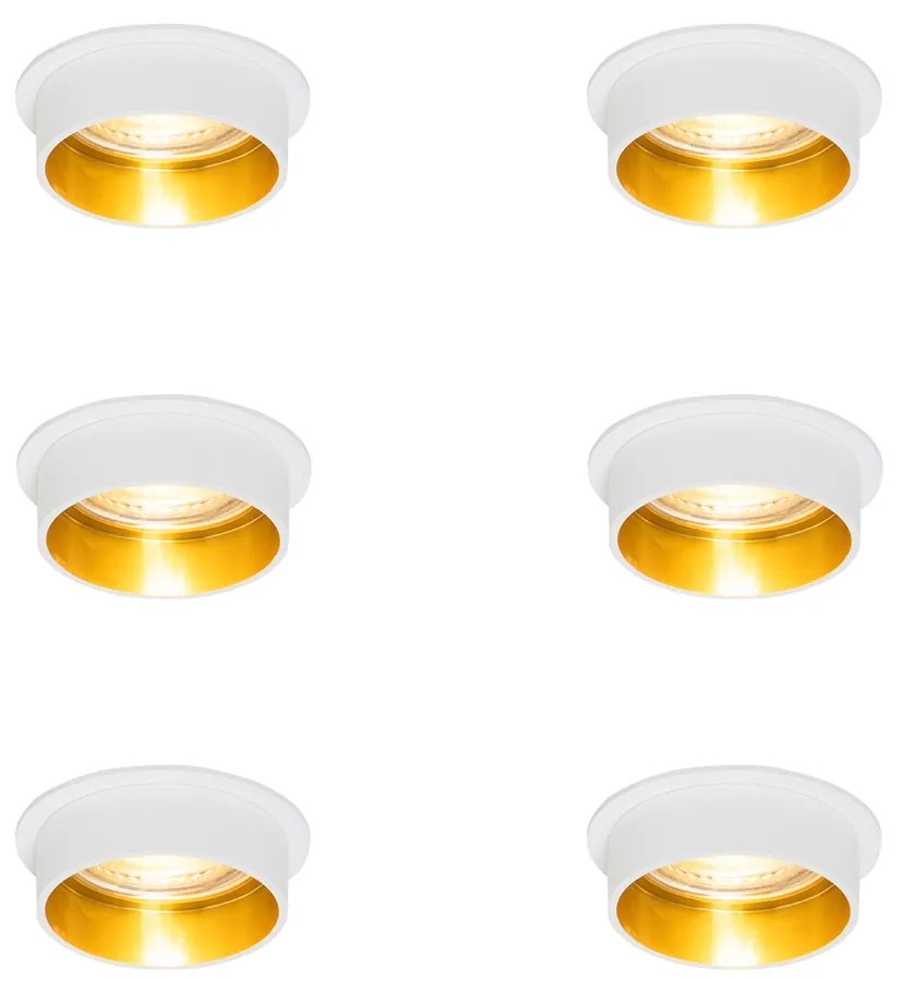 Set de 6 spoturi încastrate moderne albe cu interior auriu - Insta