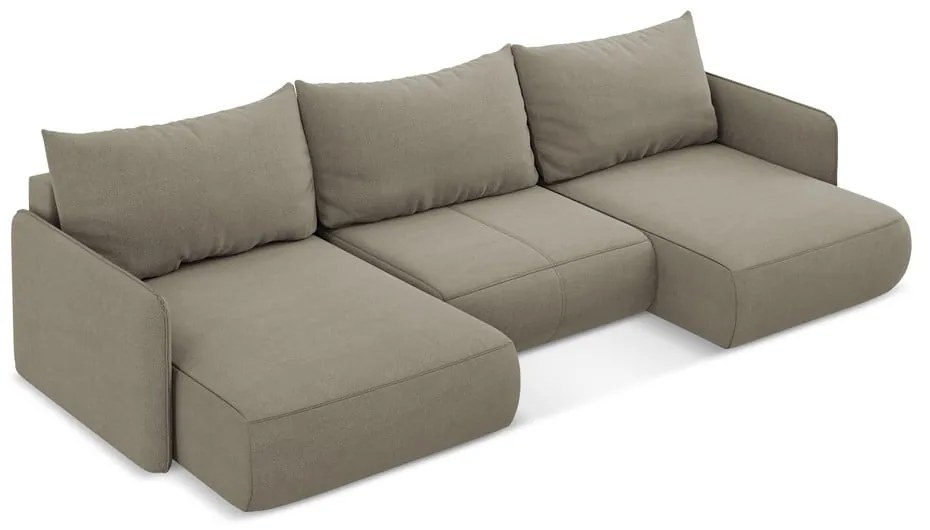 Colțar bej extensibil/cu spațiu de depozitare Nanea – Makamii