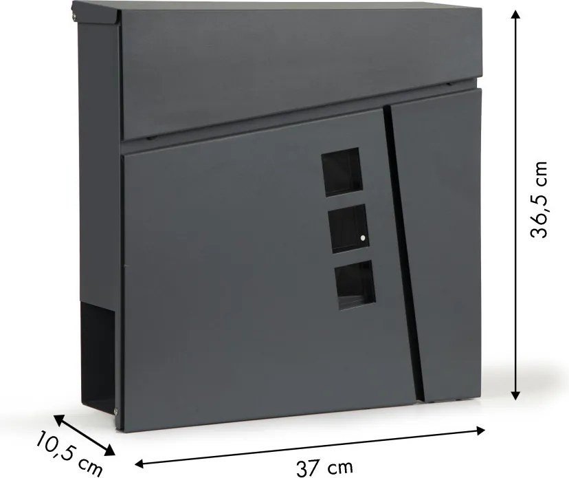 Cutie poștală din oțel galvanizat cu suport pentru ziare antracit