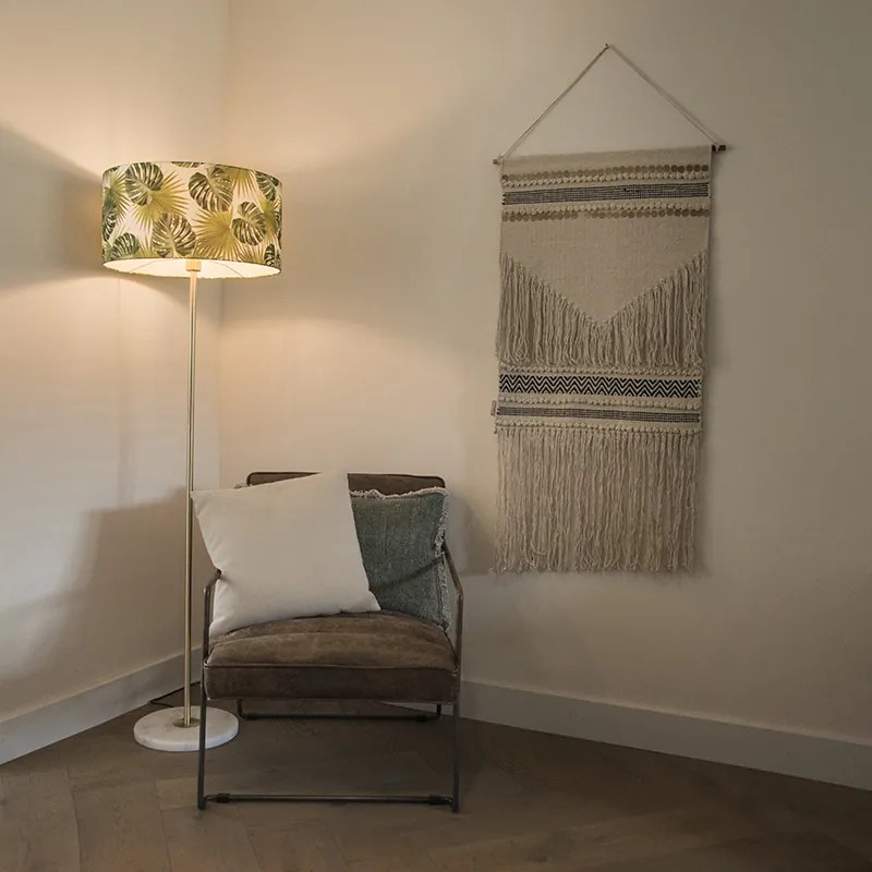 Lampă de podea din alamă cu abajur în formă de frunză 50 cm - Kaso