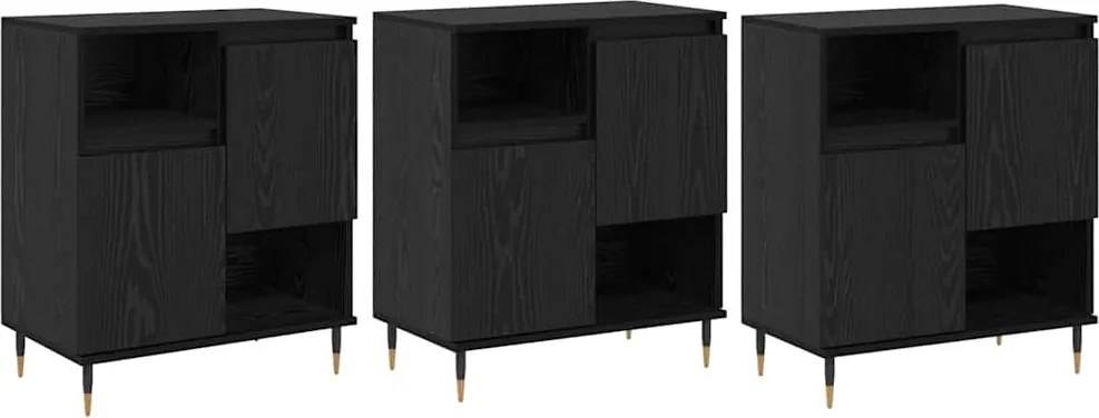 vidaXL Bufeturi 3 pcs Stejar negru 180 x 35 x 70 cm Lemn compozit