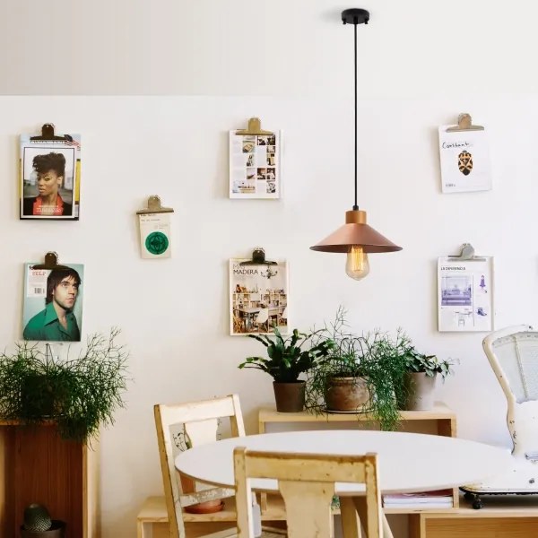 Lustră suspendată pe cablu MANAVGAT 1xE27/40W/230V cupru/maro