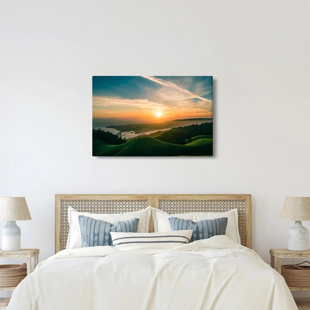 Tablou cu soarele răsărind deasupra mării (90x60 cm)