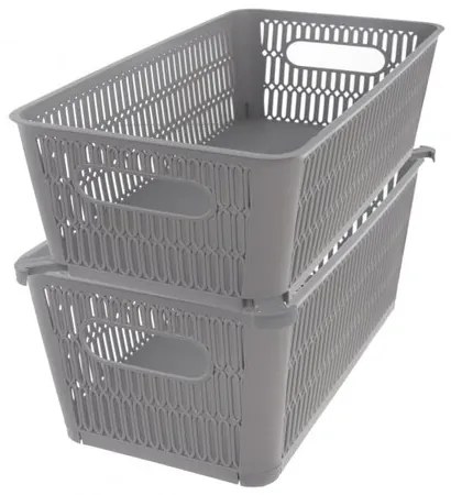 Coș de plastic stivuibil Orion NESTA, 29 x 16,5 x11,5 cm, gri, S