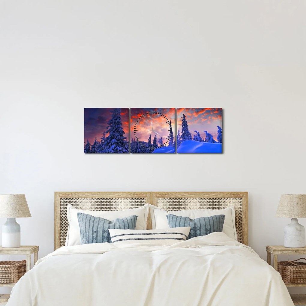 Tablou - Amurg dev iarnă (cu ceas) (90x30 cm)