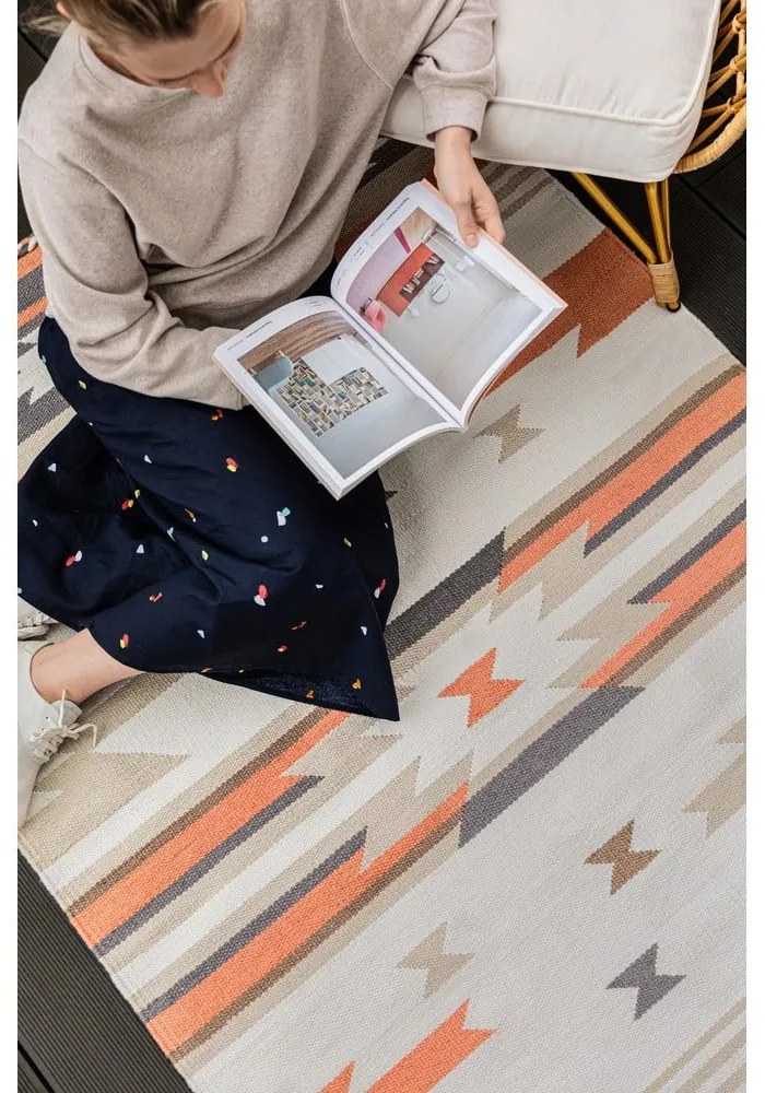 Covor reversibil pentru exterior din plastic reciclat Green Decore Aztec, 120 x 180 cm