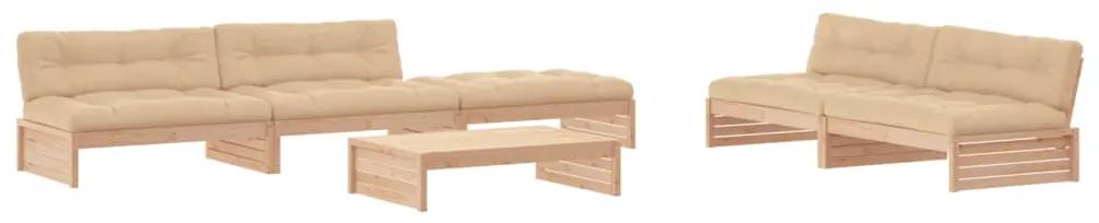 3186151 vidaXL Set mobilier relaxare de grădină & perne 6 piese lemn masiv pin