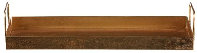 Tavă metalică cu mâner dreptunghiular, auriu, 36 x16 x 7 cm
