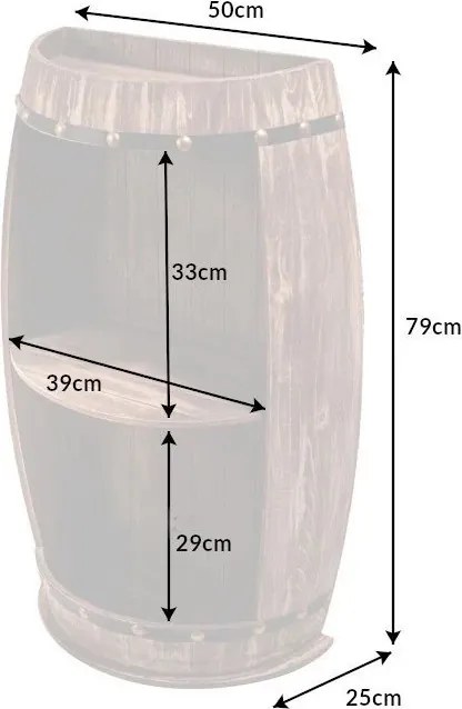 Raft Butoi suport pentru sticle Bodega 80cm pin natur