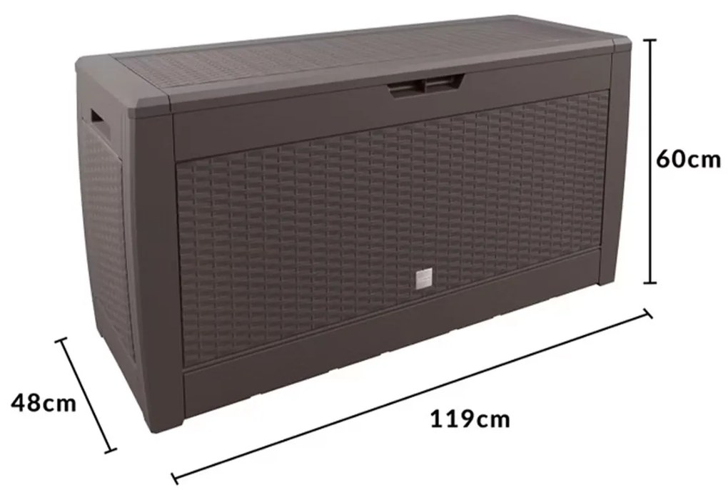 Banca/cutie cu spatiu depozitare cu roti 310 L Rato Maro 119 x 48 x 60 cm