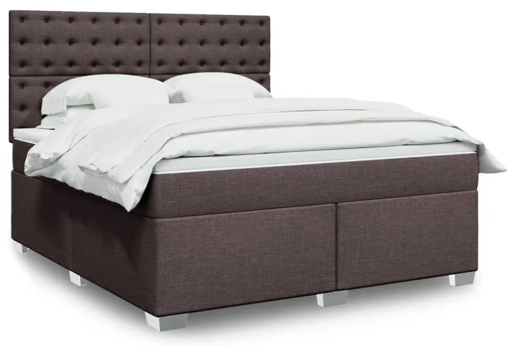 vidaXL Pat continental cu saltea maro închis 180x200cm material textil