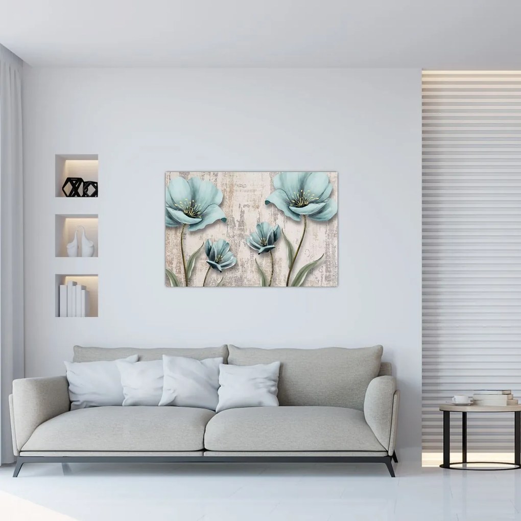 Tablou - Flori texturate (90x60 cm)