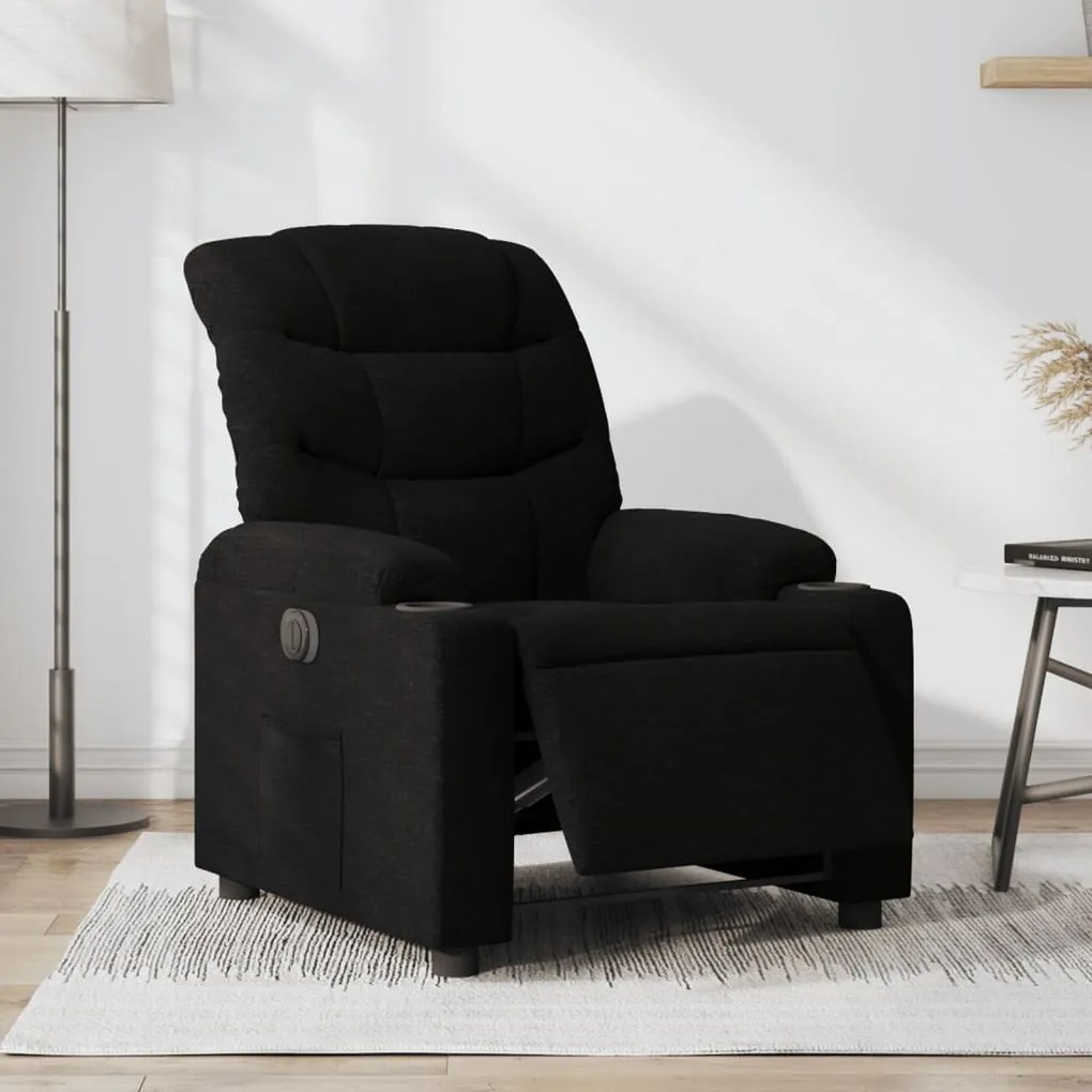 vidaXL Fotoliu rabatabil electric, negru, material textil