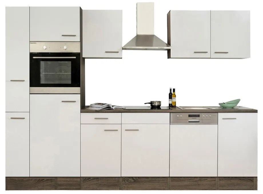 Mobilă de bucătărie Yorki 310, corp din stejar Yorki, cu față alb satinat