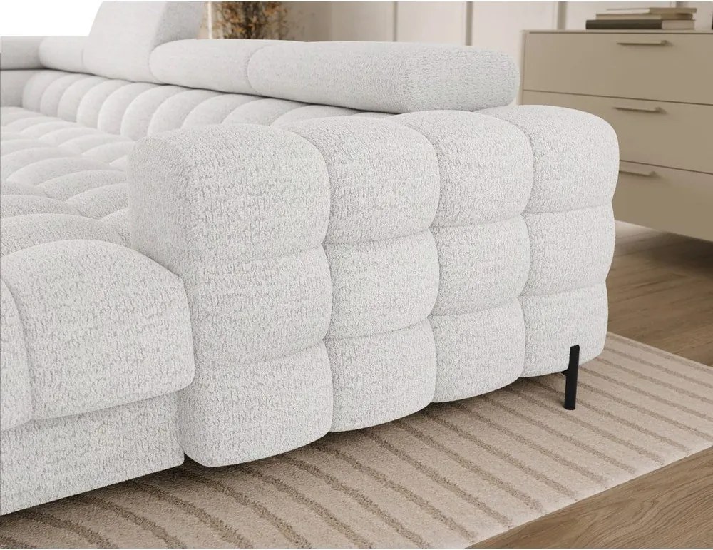 Colțar crem extensibil cu tapițerie din țesătură bouclé (cu colț pe partea stângă/în formă de "U") Feraria – ELTAP