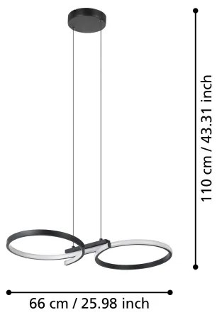 Lustră LED pe cablu Eglo 901267 SERPINS LED/21W/230V 3000K negru