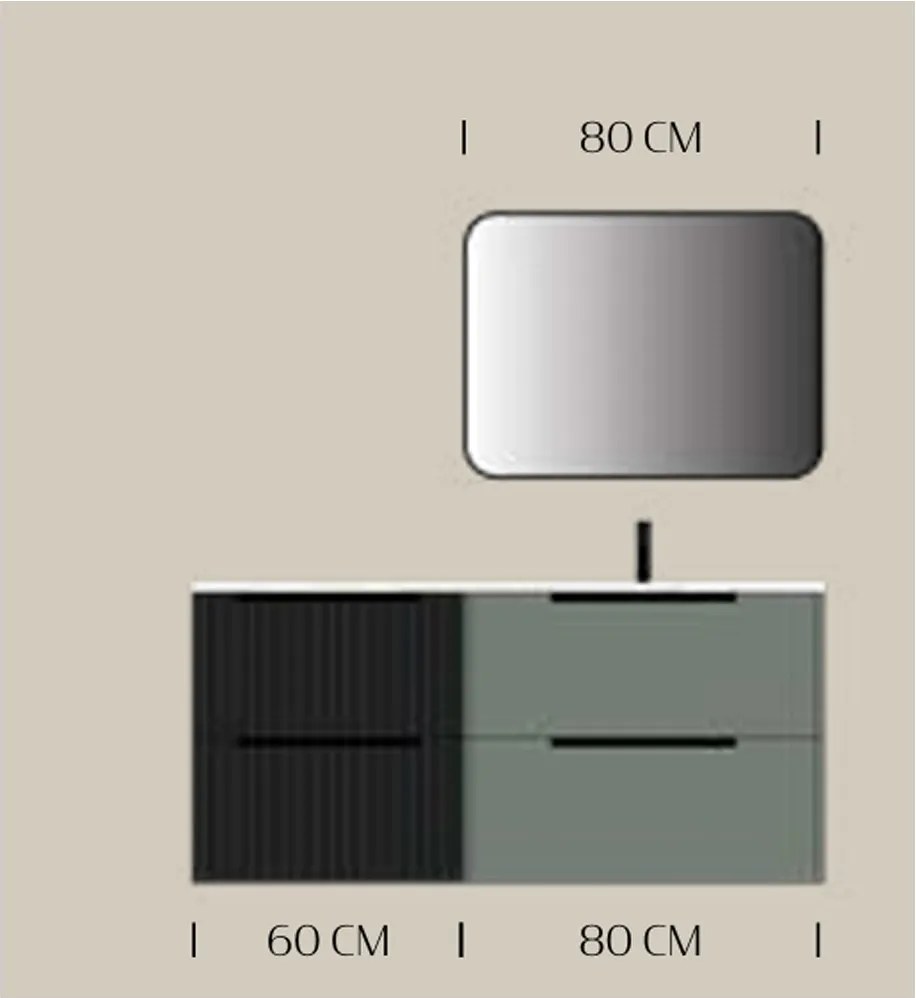 Set lemn masiv mobilier baie suspendat Avena 100/120/140/160 cm - 160 L