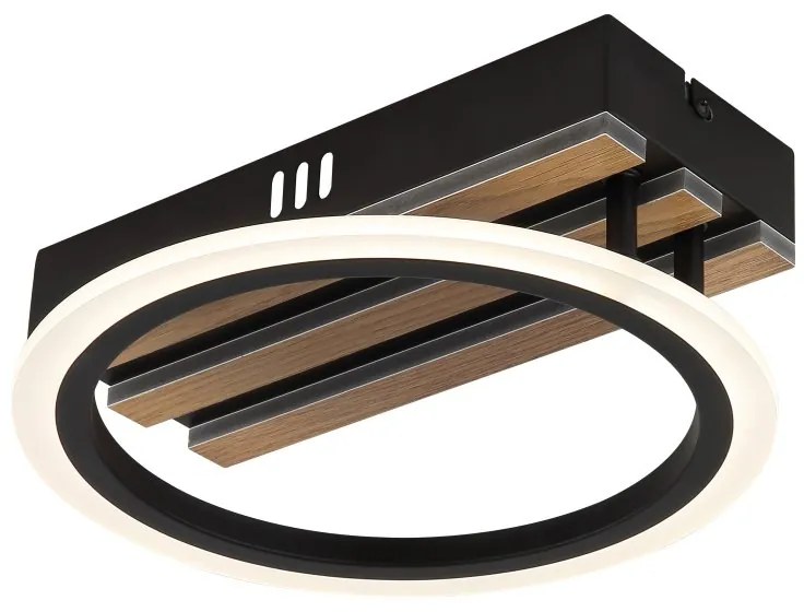 Plafoniera LED CCT BLEVINS riflaj MDF cu efect de lemn