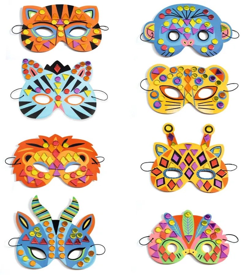 Set DIY 8 măști animale Djeco Jungle