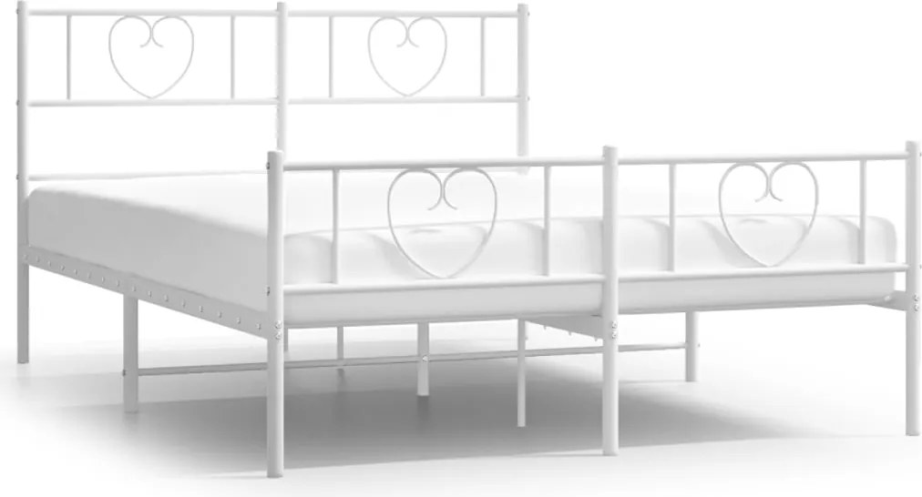 vidaXL Cadru de pat metalic cu tăblie, alb, 140x200 cm