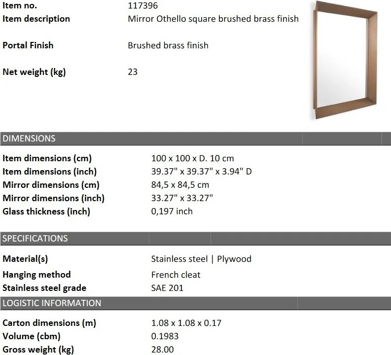 Oglinda decorativa design LUX Othello square 100x100cm