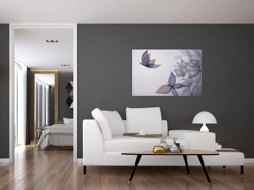 Tablou - Fluturi desenați (90x60 cm)