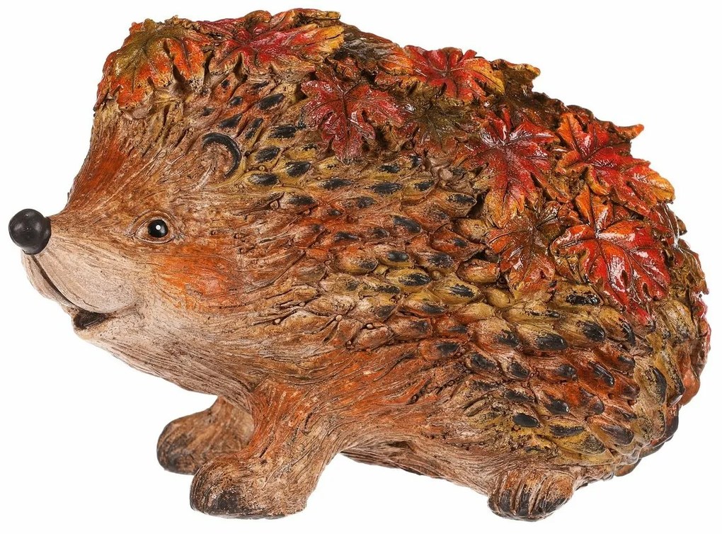 Decorație de toamnă Arici cu frunze, 22 x 13 x 15cm, poliresină