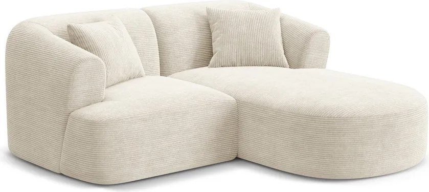 Colțar bej cu tapițerie din catifea reiată (cu colț pe partea dreaptă/cu șezlong) Campi – Cosmopolitan Design