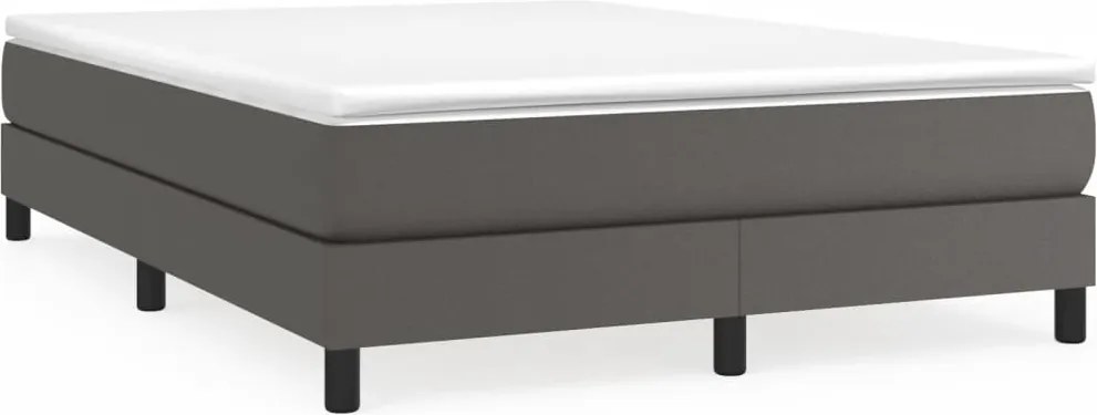 vidaXL Cadru de pat cu arcuri, gri, 140x200 cm, piele ecologică