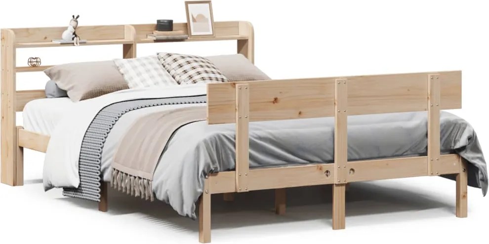 vidaXL Cadru de pat fără saltea, 140x190 cm, lemn masiv de pin