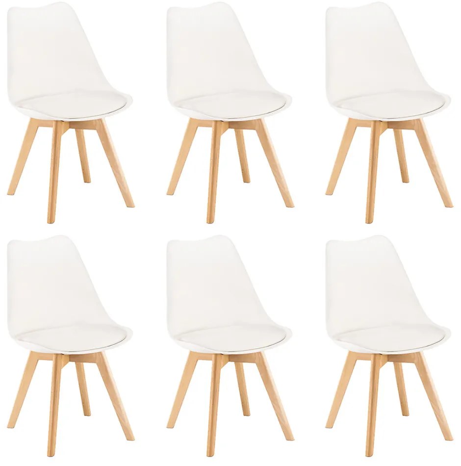 Scaun de sufragerie Silla 6 buc în alb