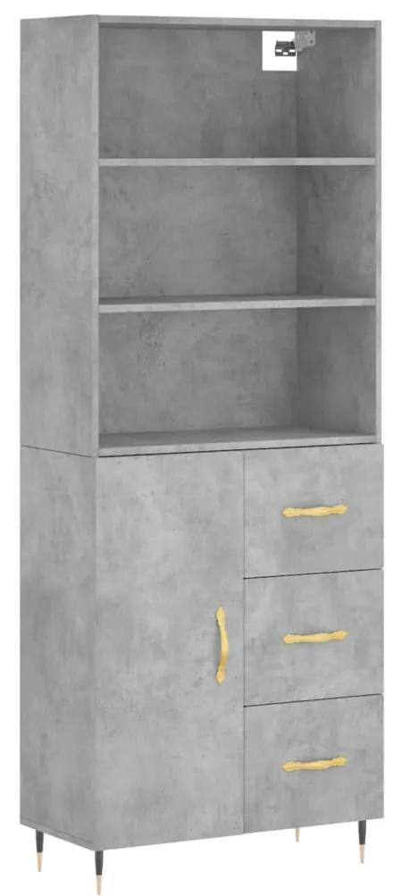 3189425 vidaXL Dulap înalt, gri beton, 69,5x34x180, lemn compozit