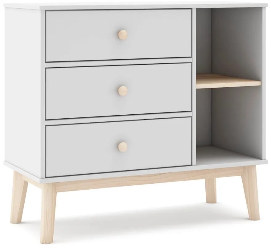 Comodă pentru copii albă joasă 90x81 cm Esteban – Marckeric