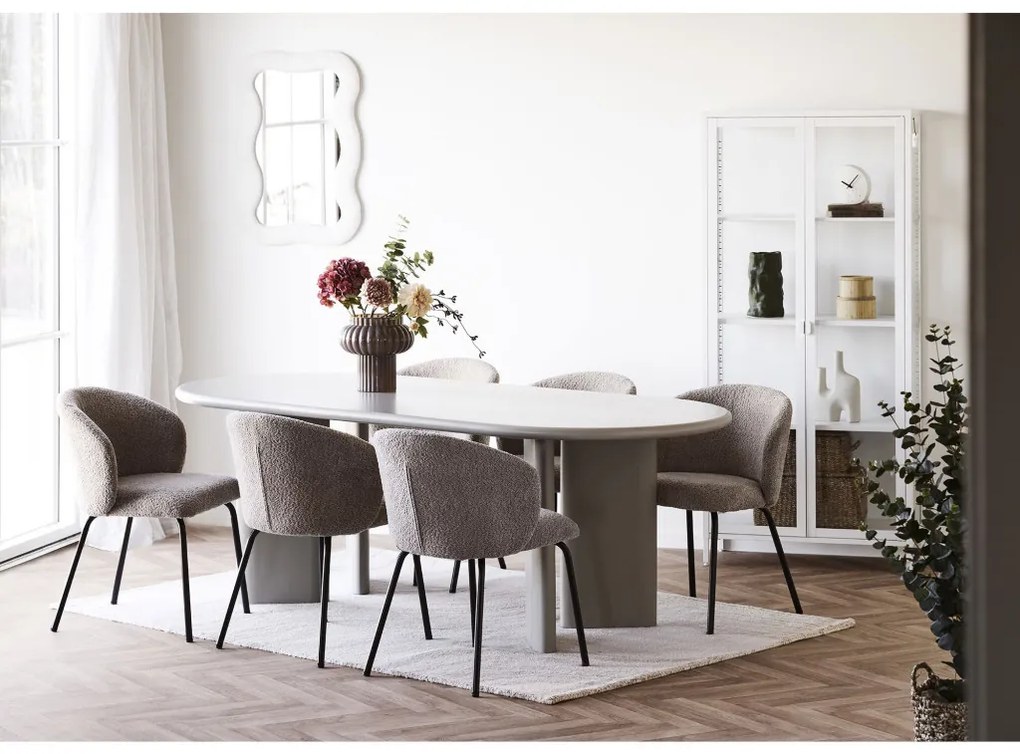 Oglindă Bosaro, pluș, alb, 80x54 cm