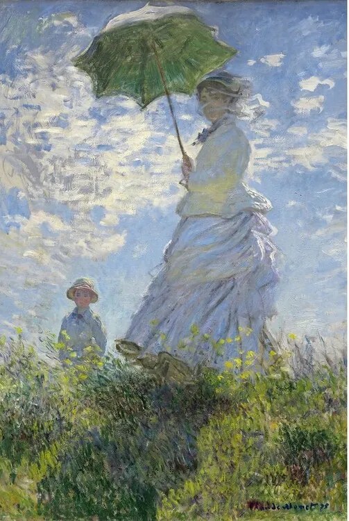 Poster Femeie cu o umbrelă - Madame Monet și fiul ei, Claude Monet