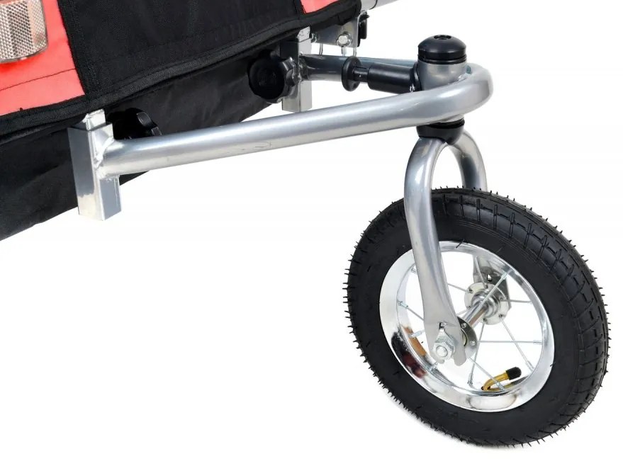 Remorcă pentru biciclete cu 2 locuri cu amortizor + JOGGER roșu